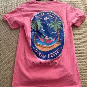 Simply Southern Pink Palm Trees & Ocean Breeze Graphic Tee